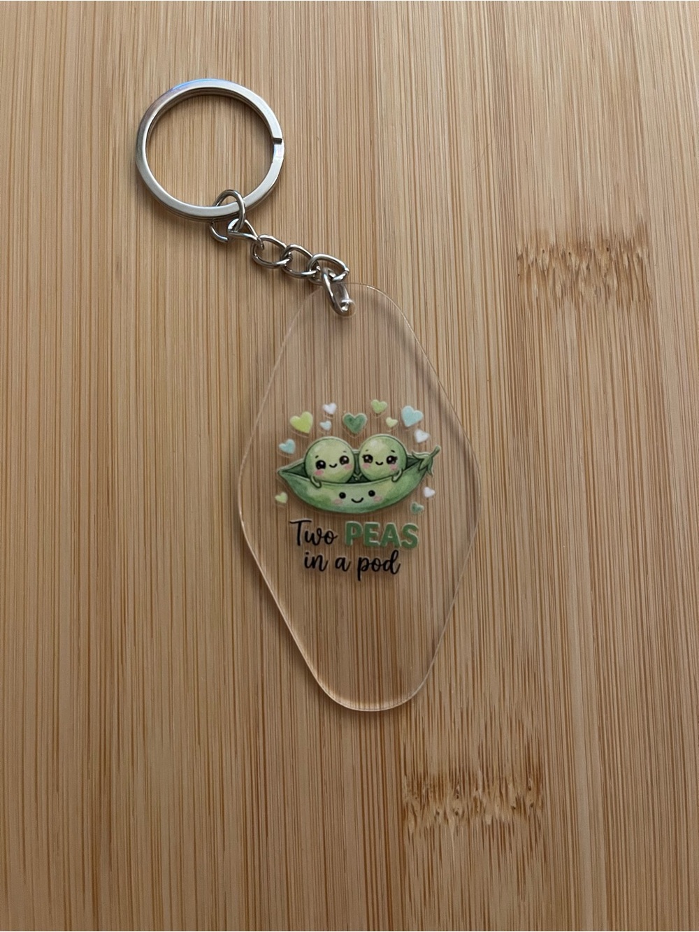Two Peas in a Pod Green Acrylic Keychain
